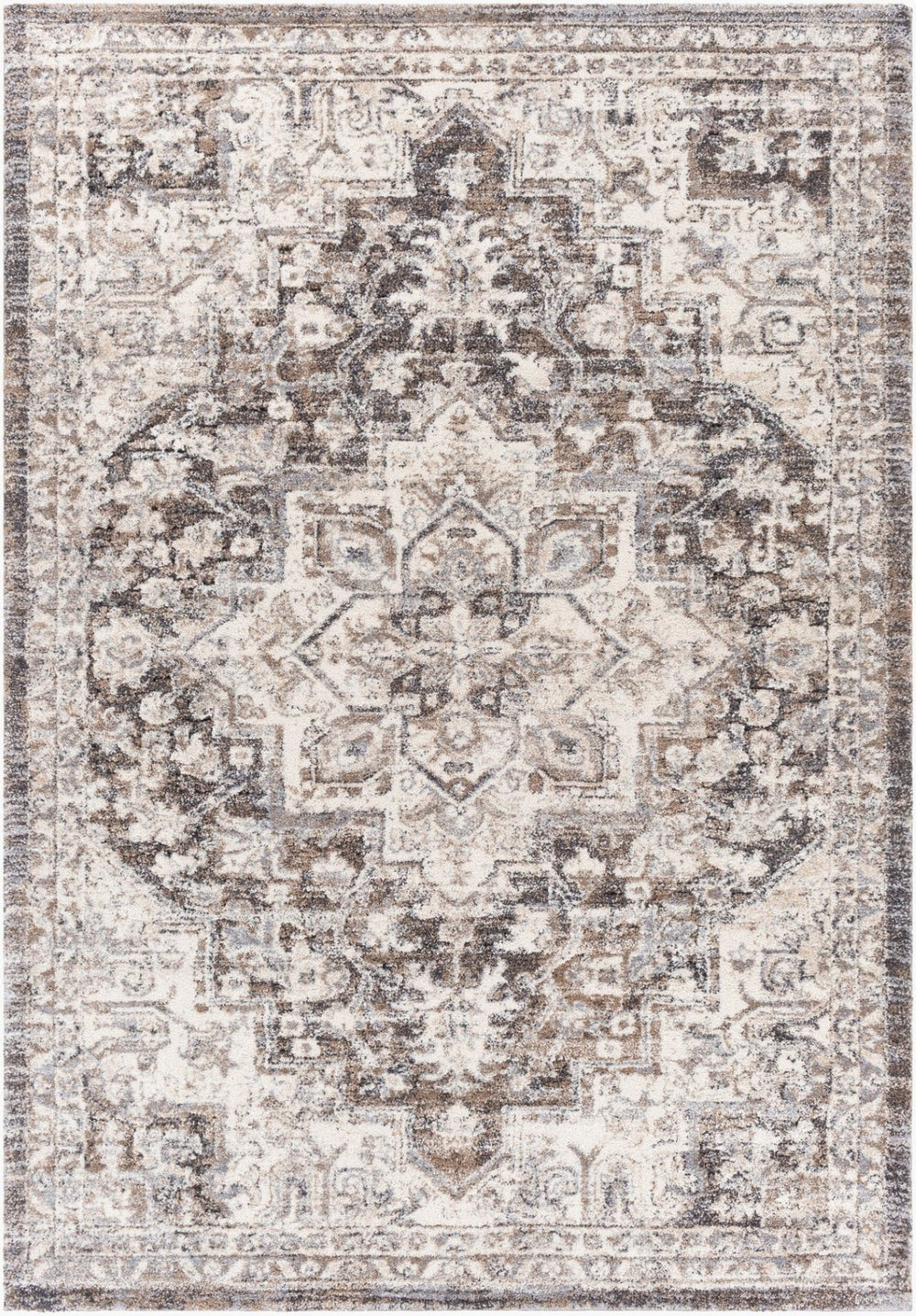 Livabliss Tuscany Traditional Medallion High Pile Area Rug for Formal Living and Dining Rooms Brown, Charcoal 8'10" x 12'2" TUS2318-9121