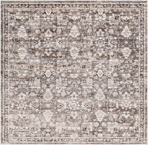 Livabliss Tuscany Traditional High Pile Area Rug Woven Polypropylene for Living Dining Rooms Brown, Charcoal 7'10" x 7'10" TUS2319-710SQ