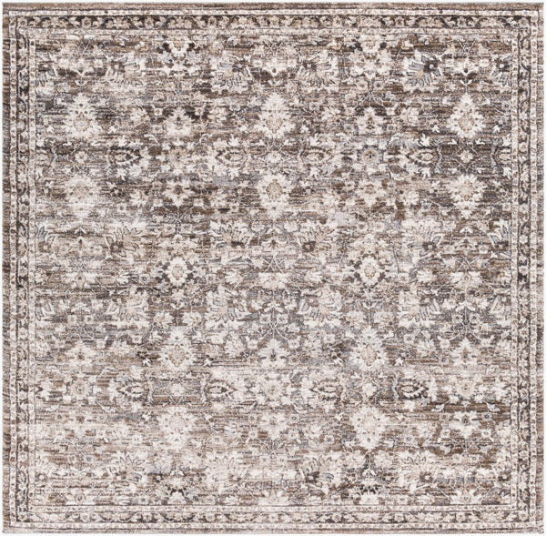 Livabliss Tuscany Traditional High Pile Area Rug Woven Polypropylene for Living Dining Rooms Brown, Charcoal 7'10" x 7'10" TUS2319-710SQ