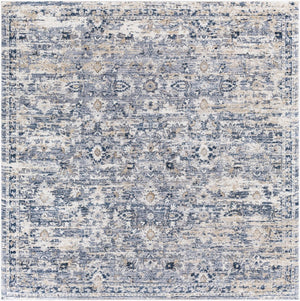 Livabliss Tuscany Traditional Medallion Area Rug High Pile Turkish Woven Living Room Floor Accent Dark Blue, Deni 7'10" x 7'10" TUS2320-710SQ