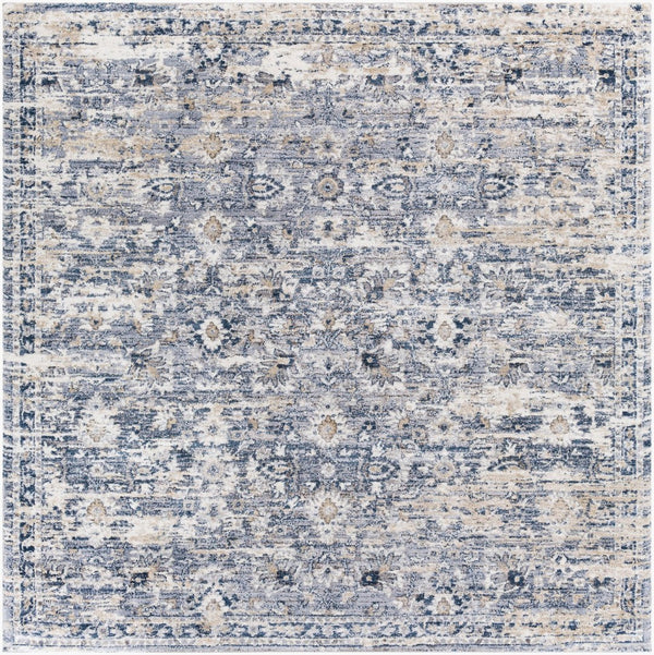 Livabliss Tuscany Traditional Medallion Area Rug High Pile Turkish Woven Living Room Floor Accent Dark Blue, Deni 7'10" x 7'10" TUS2320-710SQ