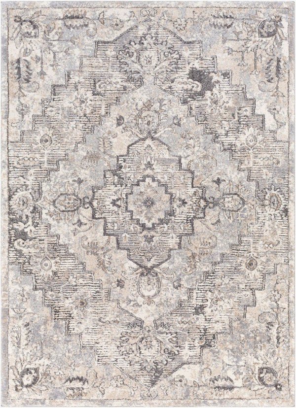 Livabliss Tuscany Traditional High Pile Polypropylene Rug Turkish Crafted for Bedroom or Entryway Gray, Cream 4'3" x 5'7" TUS2321-4357