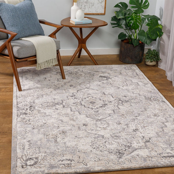 Livabliss Tuscany Traditional High Pile Polypropylene Rug Turkish Crafted for Bedroom or Entryway Gray, Cream 4'3" x 5'7" TUS2321-4357