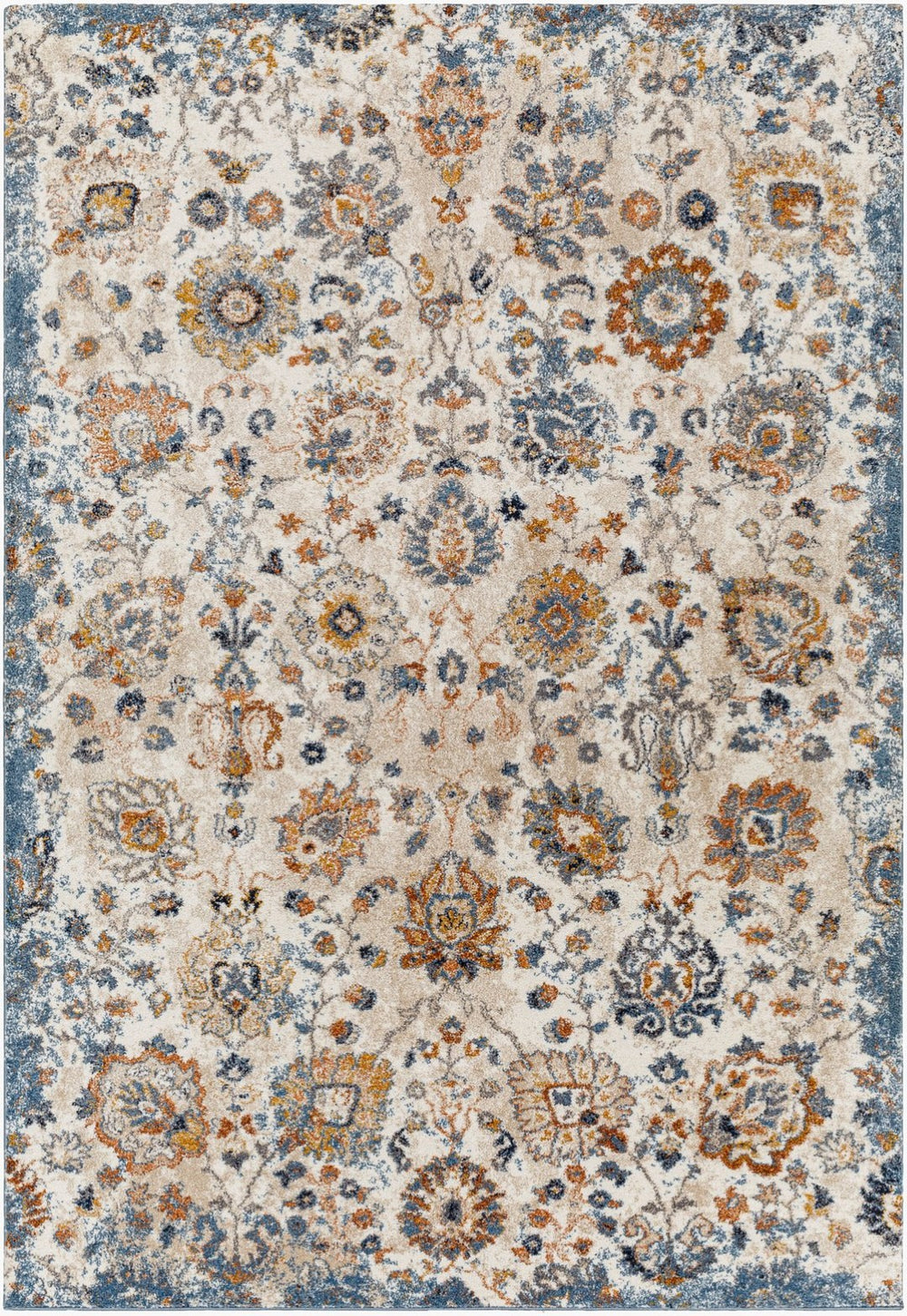 Livabliss Tuscany Medallion Area Rug High Pile Polypropylene for Living Room Bedroom Entryway Blue, Cream 7'10" x 7'10" TUS2331-710SQ