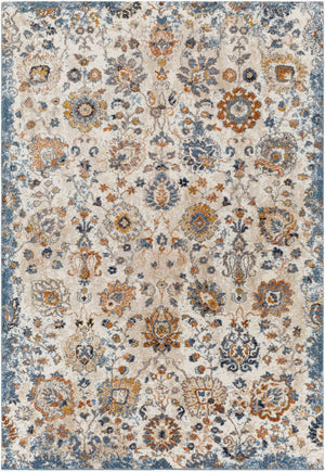 Livabliss Tuscany Medallion Area Rug High Pile Polypropylene for Living Room Bedroom Entryway Blue, Cream 7'10" x 7'10" TUS2331-710SQ
