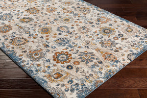 Livabliss Tuscany Medallion Area Rug High Pile Polypropylene for Living Room Bedroom Entryway Blue, Cream 7'10" x 7'10" TUS2331-710SQ
