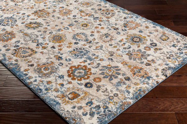 Livabliss Tuscany Medallion Area Rug High Pile Polypropylene for Living Room Bedroom Entryway Blue, Cream 7'10" x 7'10" TUS2331-710SQ