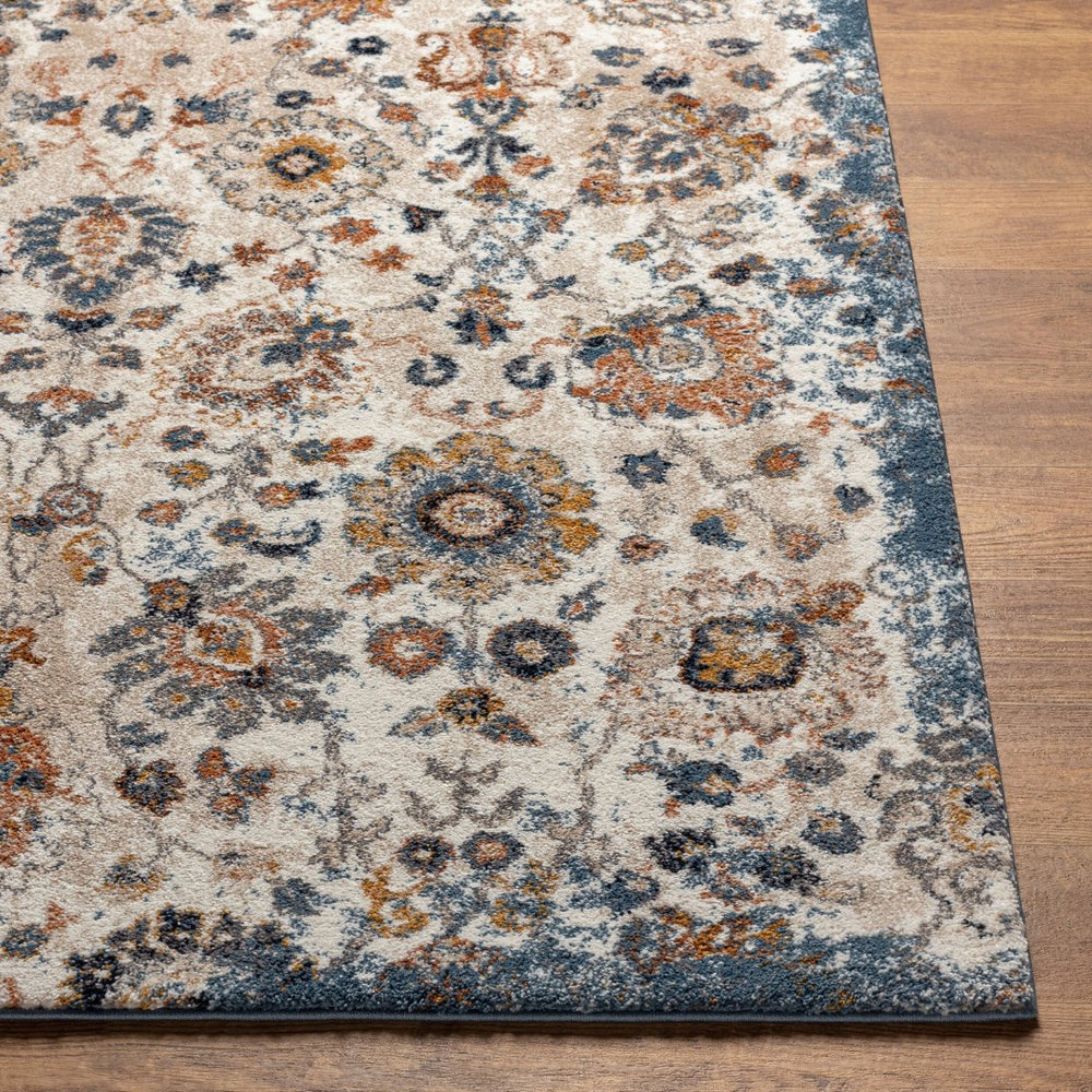 Livabliss Tuscany Medallion Area Rug High Pile Polypropylene for Living Room Bedroom Entryway Blue, Cream 7'10" x 7'10" TUS2331-710SQ
