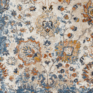 Livabliss Tuscany Medallion Area Rug High Pile Polypropylene for Living Room Bedroom Entryway Blue, Cream 7'10" x 7'10" TUS2331-710SQ