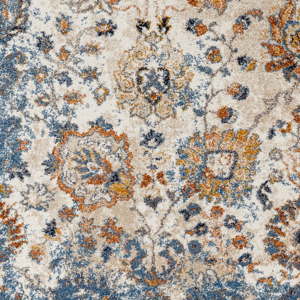 Livabliss Tuscany Medallion Area Rug High Pile Polypropylene for Living Room Bedroom Entryway Blue, Cream 7'10" x 7'10" TUS2331-710SQ