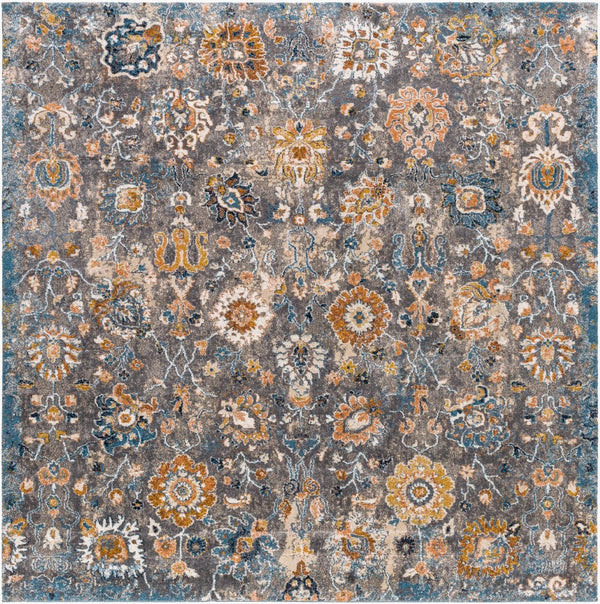 Livabliss Tuscany Medallion Polypropylene High Pile Area Rug for Large Living and Dining Rooms Gray, Light Bei 7'10" x 7'10" TUS2333-710SQ