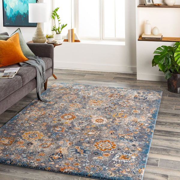 Livabliss Tuscany Medallion Polypropylene High Pile Area Rug for Large Living and Dining Rooms Gray, Light Bei 7'10" x 7'10" TUS2333-710SQ