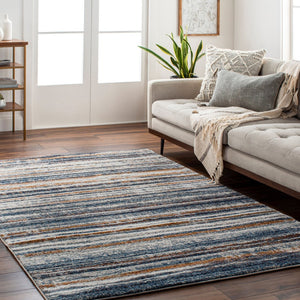 Livabliss Tuscany High Low Polypropylene Area Rug Woven in Turkey for Living Rooms Blue, Brown 4'3" x 5'7" TUS2337-4357