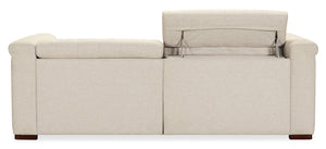 Hooker Furniture Savion Chesterfield 3-Seat Sofa In Aries Beach Performance Fabric With Power Headrests & Trim 43.00 L x 89.50W x 28.75H SS435-RLPPH-414