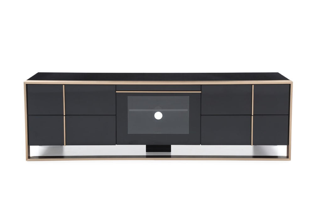 VIG Furniture Cartier Modern Black High-Gloss Tv Stand With Brushed Rosegold Frame, Cable Management & Storage VGVCTV-A002