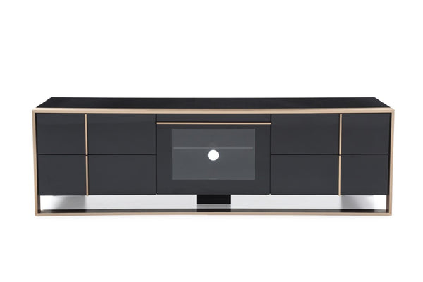 VIG Furniture Cartier Modern Black High-Gloss Tv Stand With Brushed Rosegold Frame, Cable Management & Storage VGVCTV-A002
