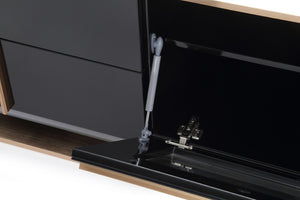 VIG Furniture Cartier Modern Black High-Gloss Tv Stand With Brushed Rosegold Frame, Cable Management & Storage VGVCTV-A002