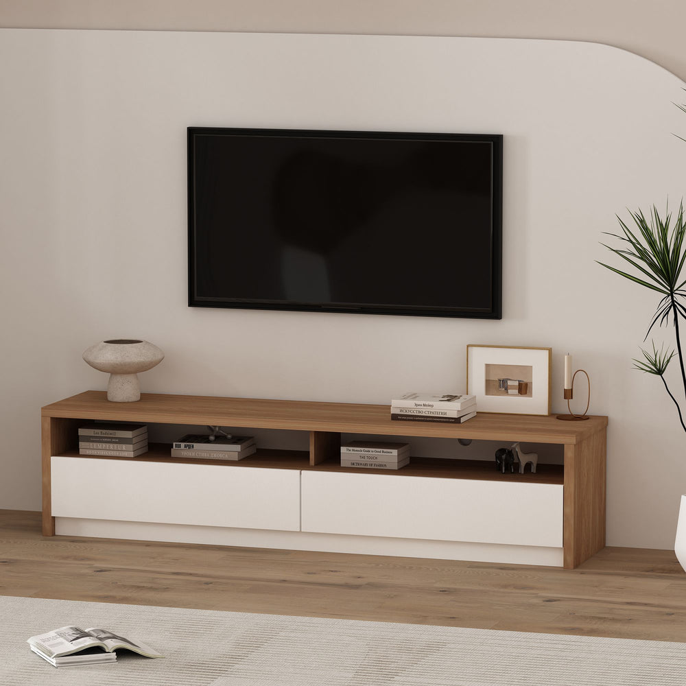 Duncan TV Stand with No-Tool Assembly, Spacious Shelves, and Stylish Storage for Modern Living Rooms