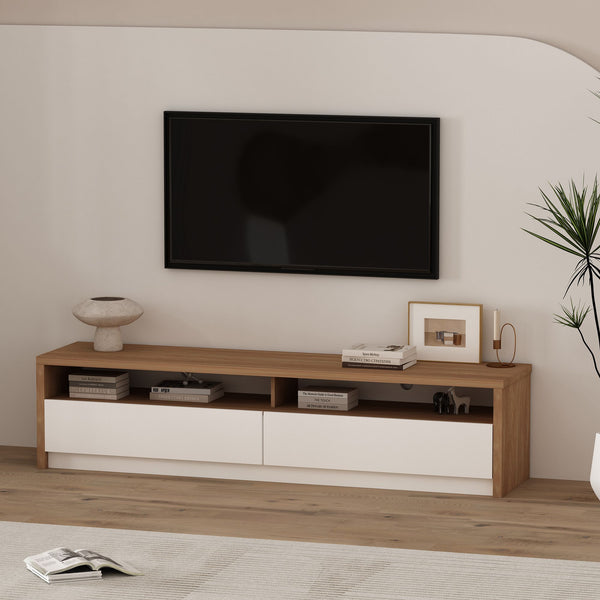 Duncan TV Stand with No-Tool Assembly, Spacious Shelves, and Stylish Storage for Modern Living Rooms