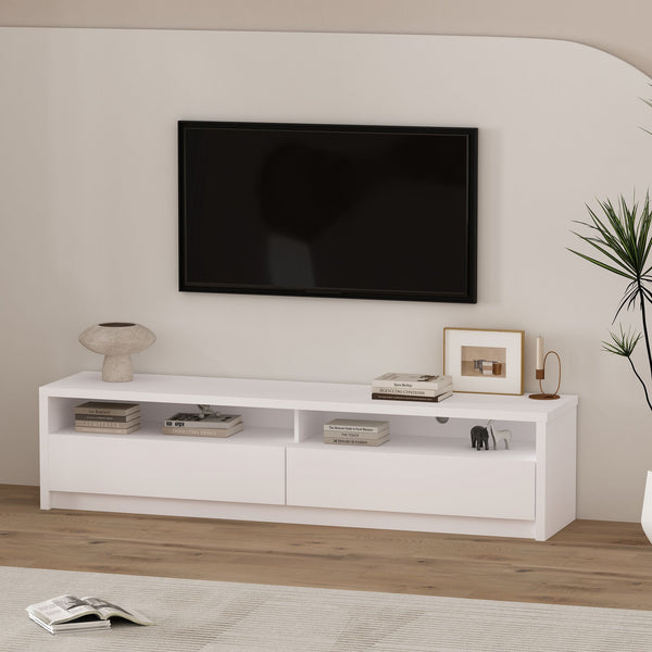 Duncan TV Stand with No-Tool Assembly, Spacious Shelves, and Stylish Storage for Modern Living Rooms