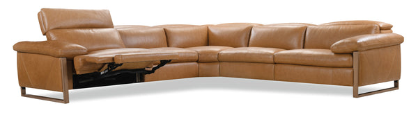 Hooker Furniture Jericho Power Reclining Sectional Top-grain Leather Sleigh Frame Living Room SS461-5PC3-087