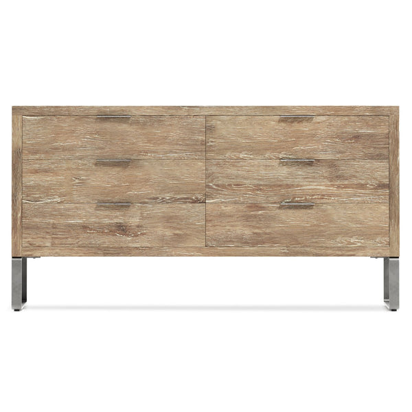 Bernhardt Bernhardt Tribeca Dresser Aurum White Oak With Textured Steel Base, 6 Soft-Close Drawers, 68"W 333052