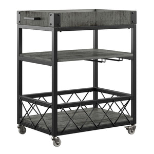 Homelegance By Top-Line Rafferty Rustic Serving Cart Black Wood