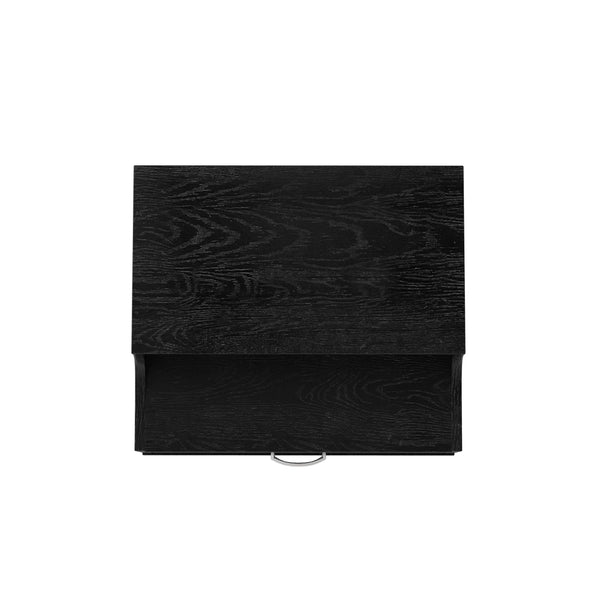 English Elm Christopher Knight Home® - DISA Mid-Century 1-Drawer Nightstand in Black Faux Wood with Splayed Legs, Silver Pull, Compact Storage 71156.00BLK