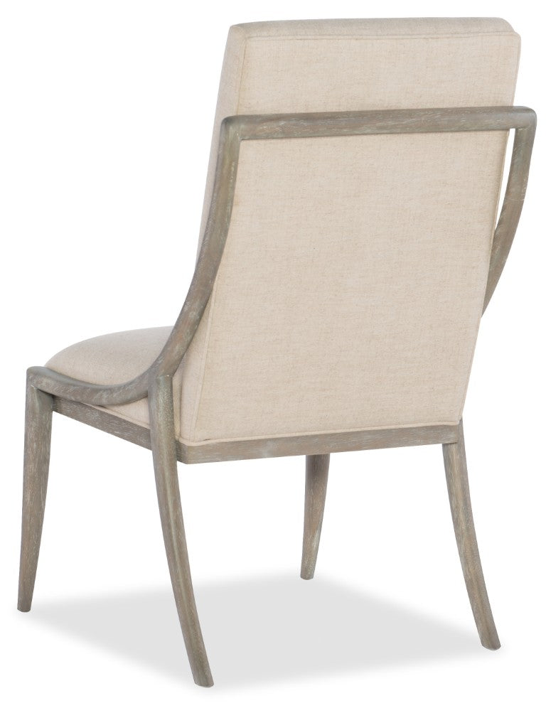 Hooker Furniture Affinity Slope Side Chair With Kurtz Linen Upholstery, Solid Wood Sloped Frame, Greige Oak Finish Beige 6050-75510-GRY