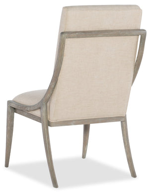 Hooker Furniture Affinity Slope Side Chair With Kurtz Linen Upholstery, Solid Wood Sloped Frame, Greige Oak Finish Beige 6050-75510-GRY