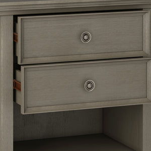 English Elm Amherst Bedside Table – Handcrafted Farmhouse Grey Wood With Drawers For Stylish Storage Solutions B136P158364