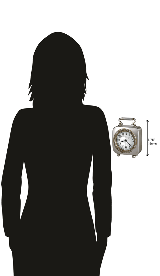 Hekman Furniture 645615 Antique Alarm Table Clock - Charming Pewter Finish, Soft Backlight, Unique Design For Bedrooms  Kegan Tabletop Clock 645615