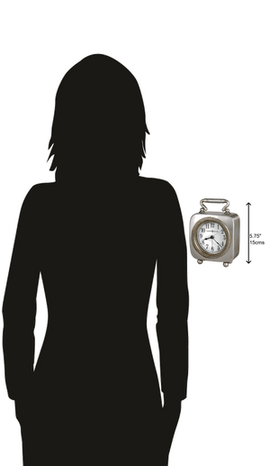 Hekman Furniture 645615 Antique Alarm Table Clock - Charming Pewter Finish, Soft Backlight, Unique Design For Bedrooms  Kegan Tabletop Clock 645615