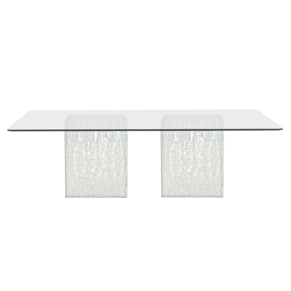 Bernhardt Bernhardt Arctic Sculptural Rectangular Dining Table With Tempered Glass Top And Acrylic Ice Pedestals K1329