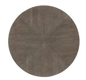 Hooker Furniture Modern Mood Round Nightstand With Diamond Oak Veneer, Pewter Accents & Leather Knobs, 3 Drawers Elegance Medium Brown 6850-90315-89