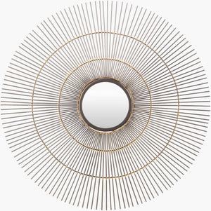 Surya Telavi 32" Modern Iron Accent Mirror - Hand Finished, Vertical Design For Narrow Spaces, Easy Care Frame, Gold Iron Tvi001-3232