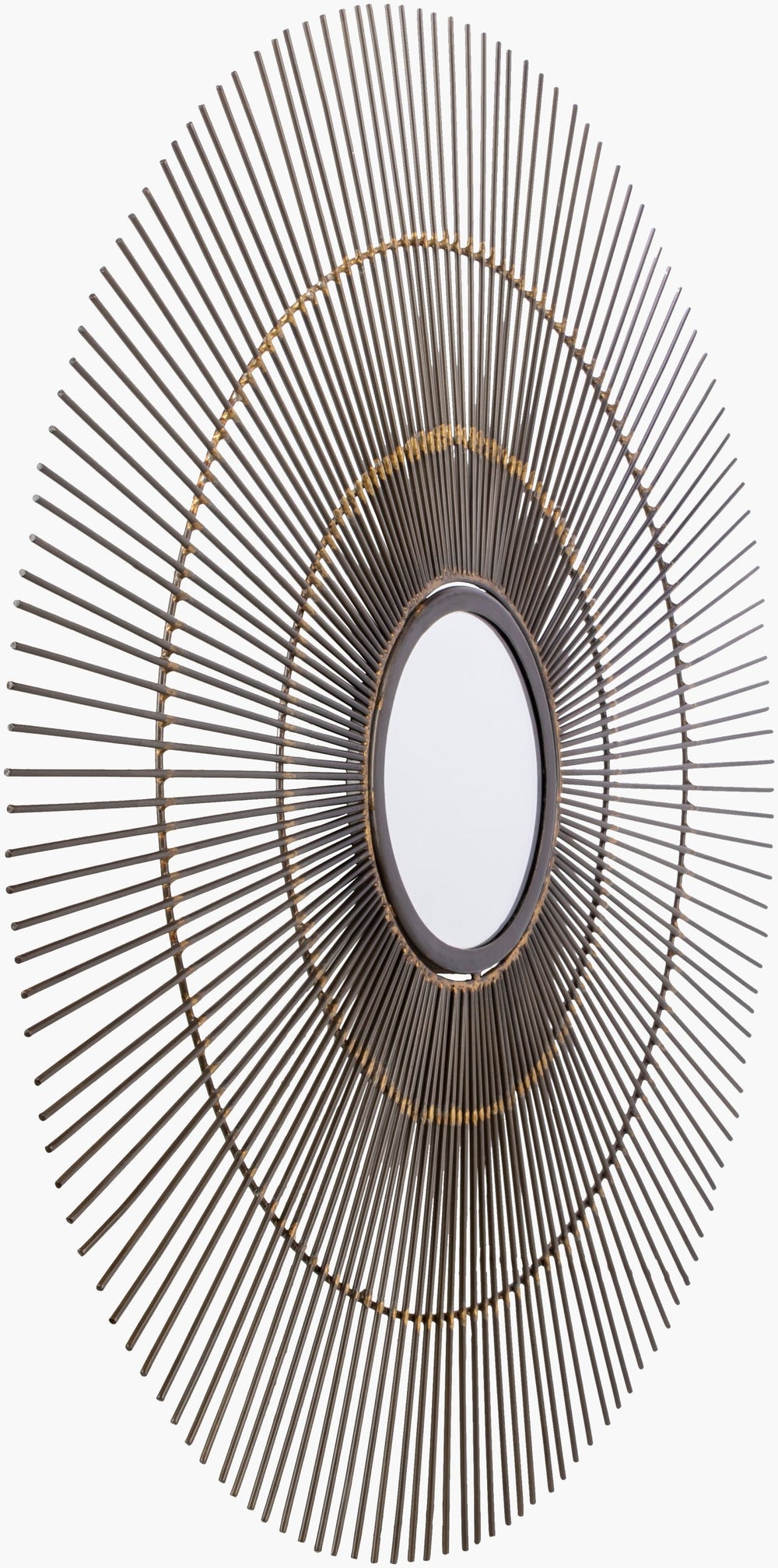 Surya Telavi 32" Modern Iron Accent Mirror - Hand Finished, Vertical Design For Narrow Spaces, Easy Care Frame, Gold Iron Tvi001-3232
