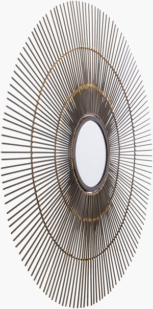 Surya Telavi 32" Modern Iron Accent Mirror - Hand Finished, Vertical Design For Narrow Spaces, Easy Care Frame, Gold Iron Tvi001-3232