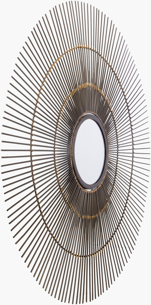 Surya Telavi 32" Modern Iron Accent Mirror - Hand Finished, Vertical Design For Narrow Spaces, Easy Care Frame, Gold Iron Tvi001-3232