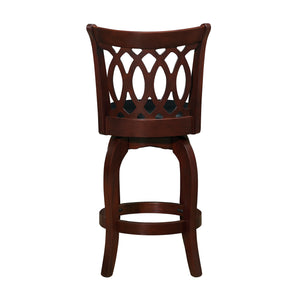 Homelegance By Top-Line Harvey Cherry Finish Scroll Back Swivel 24" Counter Height Stool Black Solid Wood