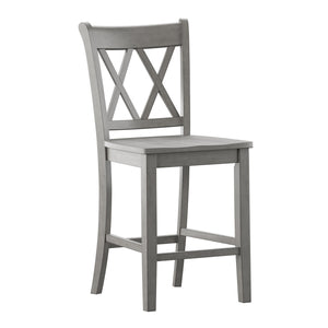 Homelegance By Top-Line Juliette Double X-Back Counter Height Chairs (Set of 2) Grey Rubberwood