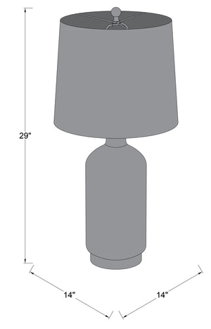Surya Treyvon Elegant 29"H Accent Table Lamp With Glass Body & White Linen Shade - Perfect Home Decor! Body, Green,Base, Gold,Shade, White,Finial, Metallic ,Nickel,Harp, Metallic ,Nickel,Cord, Translucent Glass,Iron,Linen,Polyester,Iron Tvn-001