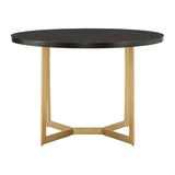 Homelegance By Top-Line DuBose Black Finish 45" Round Table with Gold Metal Base Black Wood