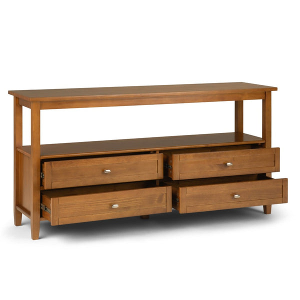 English Elm Warm Console Sofa Table - Handcrafted Solid Wood With Light Golden Brown Finish & Ample Storage B136P159569-GIGA