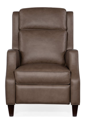 Hooker Furniture Tricia Aspen Lenado Top-Grain Leather Push-Back Recliner, Transitional Scoop Arms, Dark Wood Legs RC110-PB-094