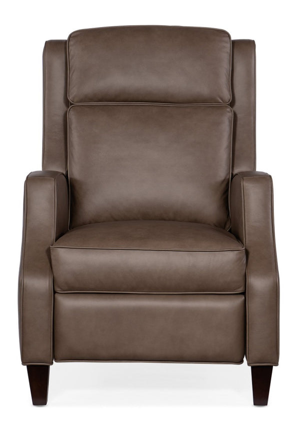 Hooker Furniture Tricia Aspen Lenado Top-Grain Leather Push-Back Recliner, Transitional Scoop Arms, Dark Wood Legs RC110-PB-094