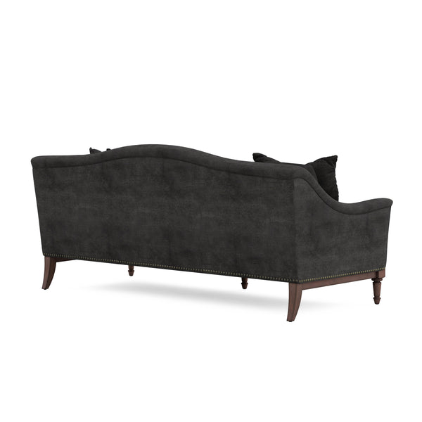 A.R.T. Furniture Magritte Sofa - Luxurious Charcoal Velvet With Traditional Camel Back Design & Aged Brass Accents Grey Rubberwood Solids,Foam,Fabric,Metal 528501-1730aa