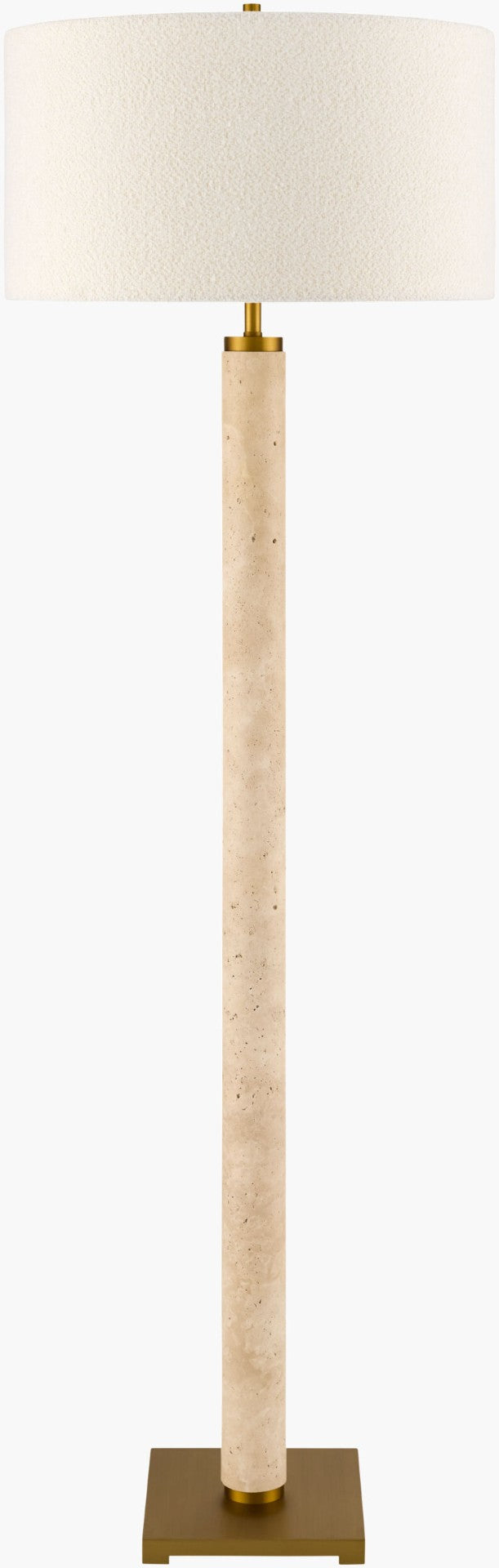 Surya Travisso Marble Body Iron Base Floor Lamp with Linen Shade for Living Rooms TVS-001