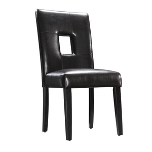 Homelegance By Top-Line Adalynn Keyhole Back Dining Chairs (Set of 2) Black Rubberwood
