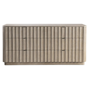 Bernhardt Bernhardt Loggia Dresser With Fluted Scalloped Drawers, Wire‑Brushed Oak Finish & Stainless Pulls 345052